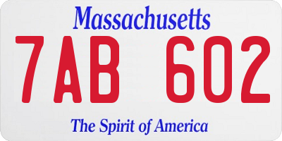 MA license plate 7AB602