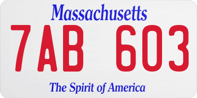 MA license plate 7AB603