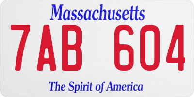 MA license plate 7AB604