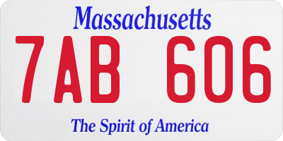 MA license plate 7AB606