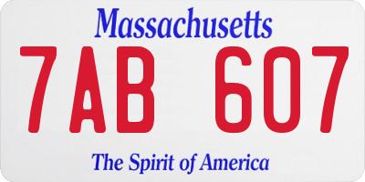 MA license plate 7AB607