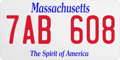 MA license plate 7AB608