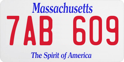 MA license plate 7AB609