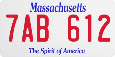 MA license plate 7AB612
