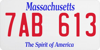 MA license plate 7AB613