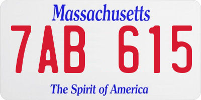 MA license plate 7AB615
