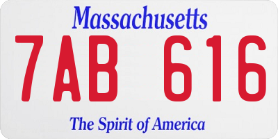 MA license plate 7AB616