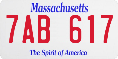 MA license plate 7AB617
