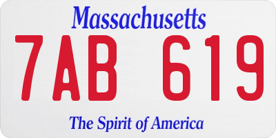 MA license plate 7AB619