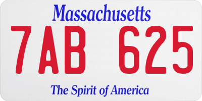MA license plate 7AB625