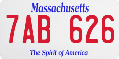 MA license plate 7AB626