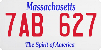 MA license plate 7AB627