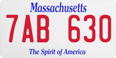 MA license plate 7AB630