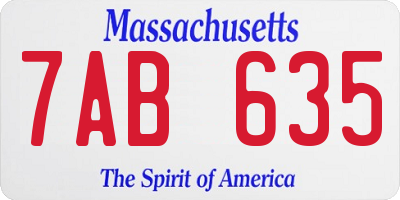 MA license plate 7AB635