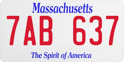 MA license plate 7AB637