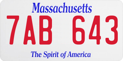 MA license plate 7AB643