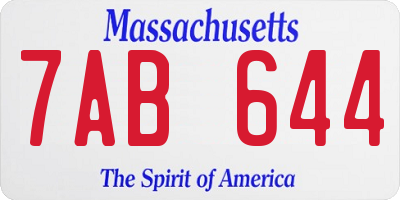 MA license plate 7AB644