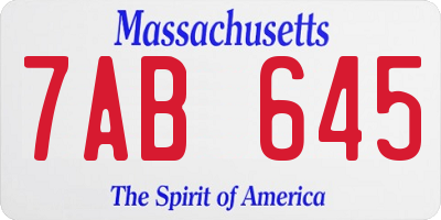 MA license plate 7AB645