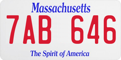 MA license plate 7AB646
