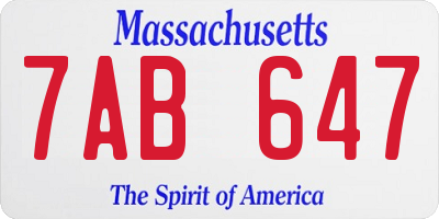 MA license plate 7AB647