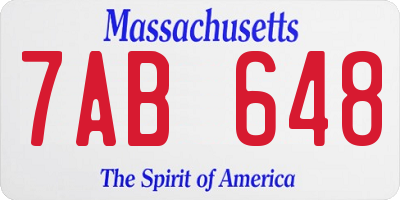 MA license plate 7AB648