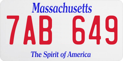 MA license plate 7AB649