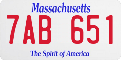 MA license plate 7AB651