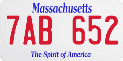 MA license plate 7AB652