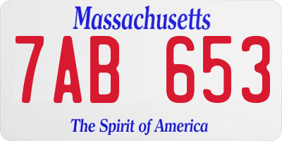 MA license plate 7AB653