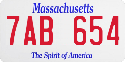 MA license plate 7AB654