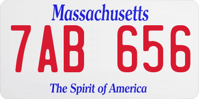 MA license plate 7AB656