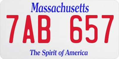 MA license plate 7AB657