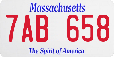 MA license plate 7AB658