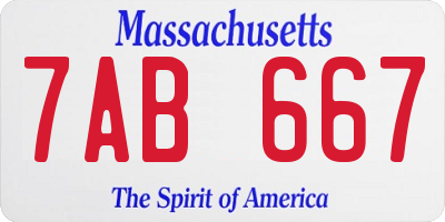 MA license plate 7AB667