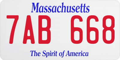 MA license plate 7AB668
