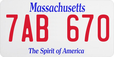 MA license plate 7AB670