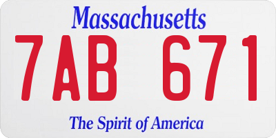MA license plate 7AB671