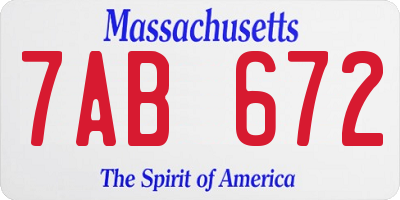 MA license plate 7AB672