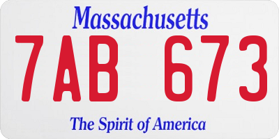 MA license plate 7AB673