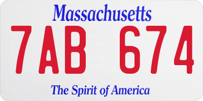 MA license plate 7AB674