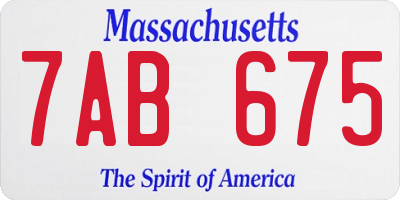 MA license plate 7AB675