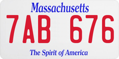 MA license plate 7AB676