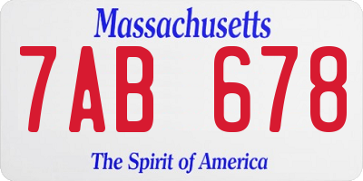 MA license plate 7AB678