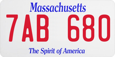 MA license plate 7AB680