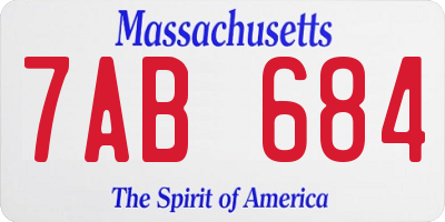MA license plate 7AB684