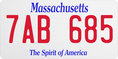 MA license plate 7AB685