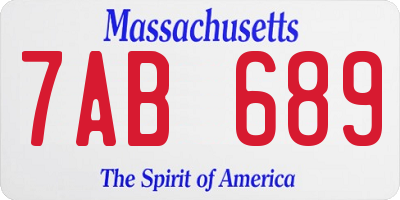 MA license plate 7AB689
