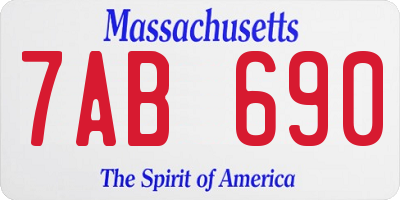 MA license plate 7AB690