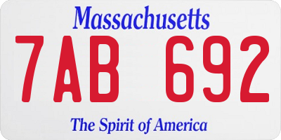 MA license plate 7AB692