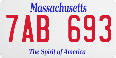 MA license plate 7AB693